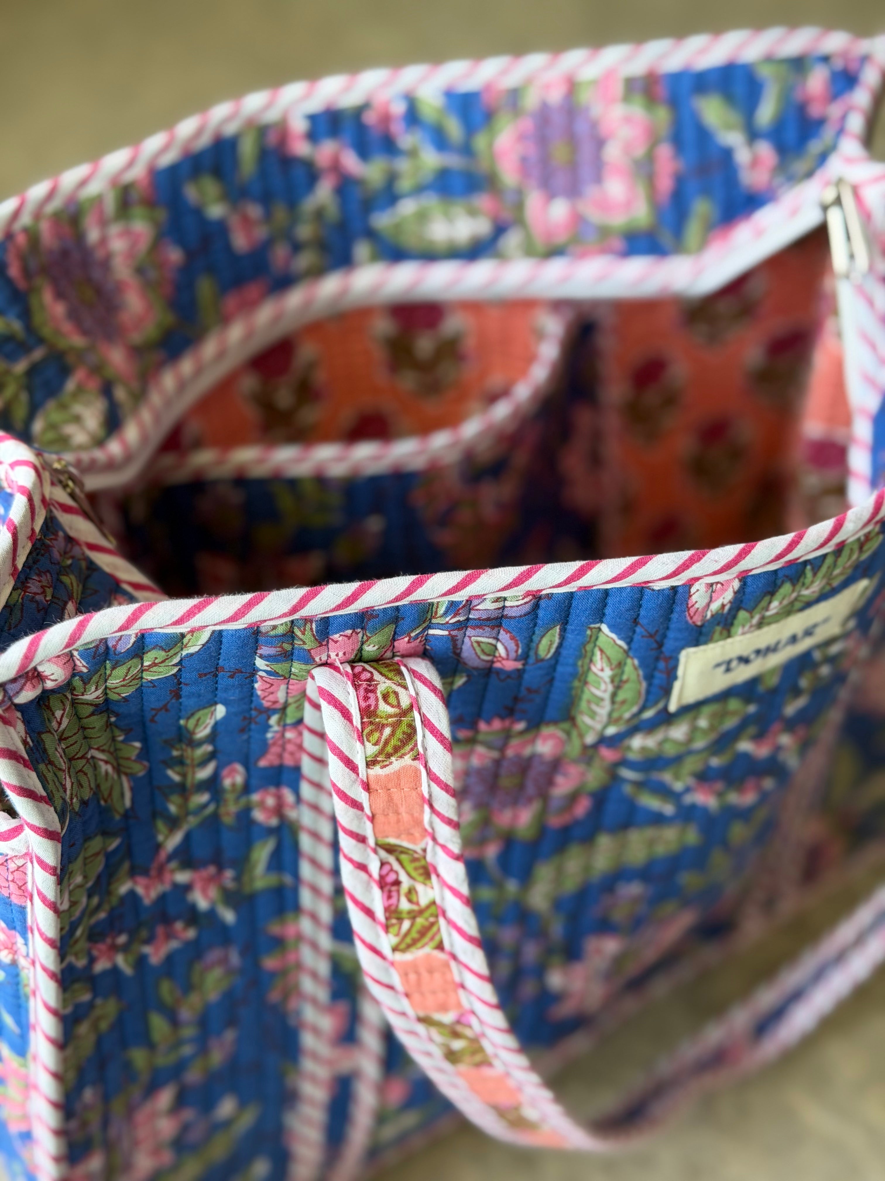 Wonder Blue Floral Print Tote Bag