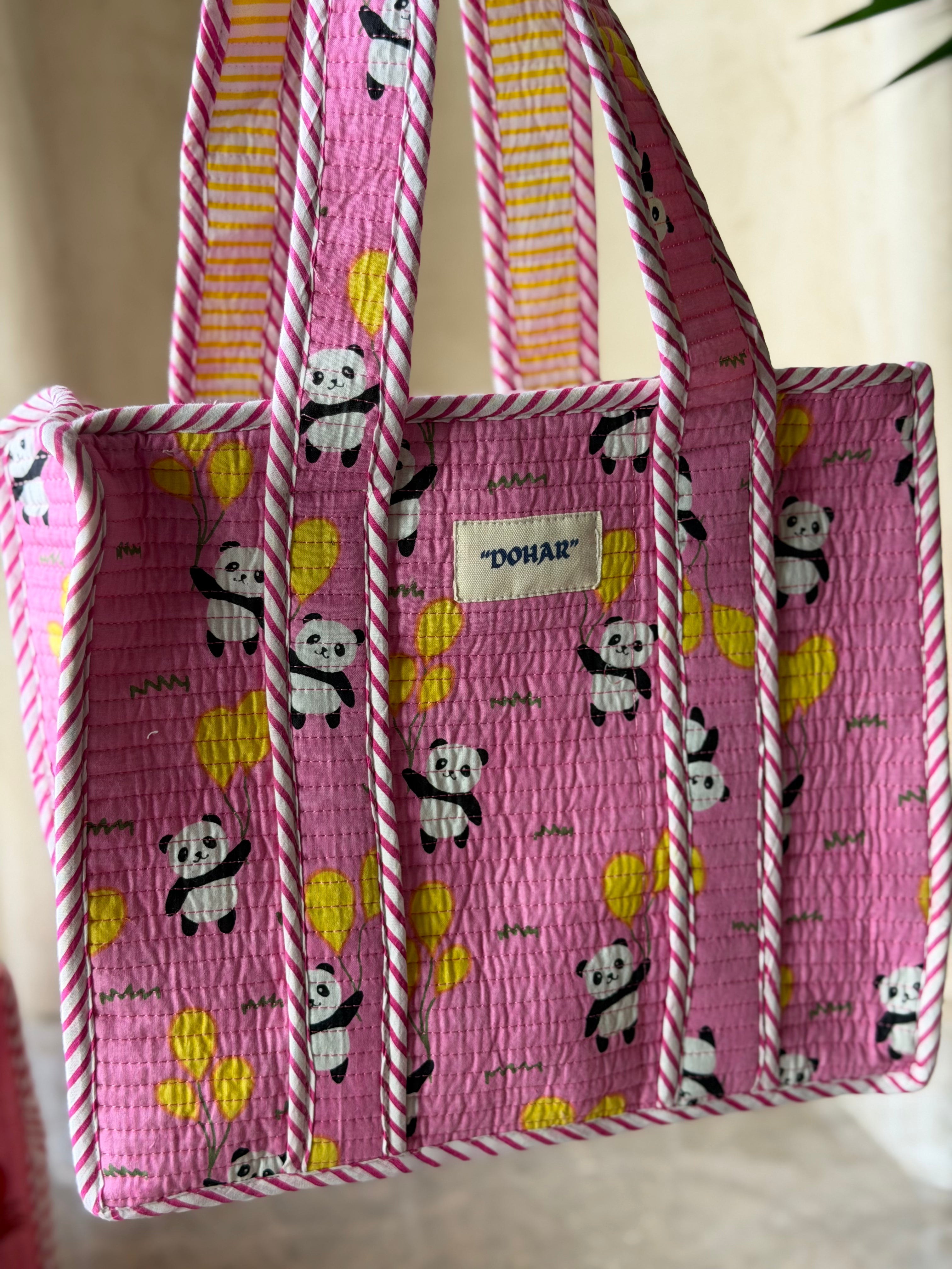 Pink Panda Tote Bag
