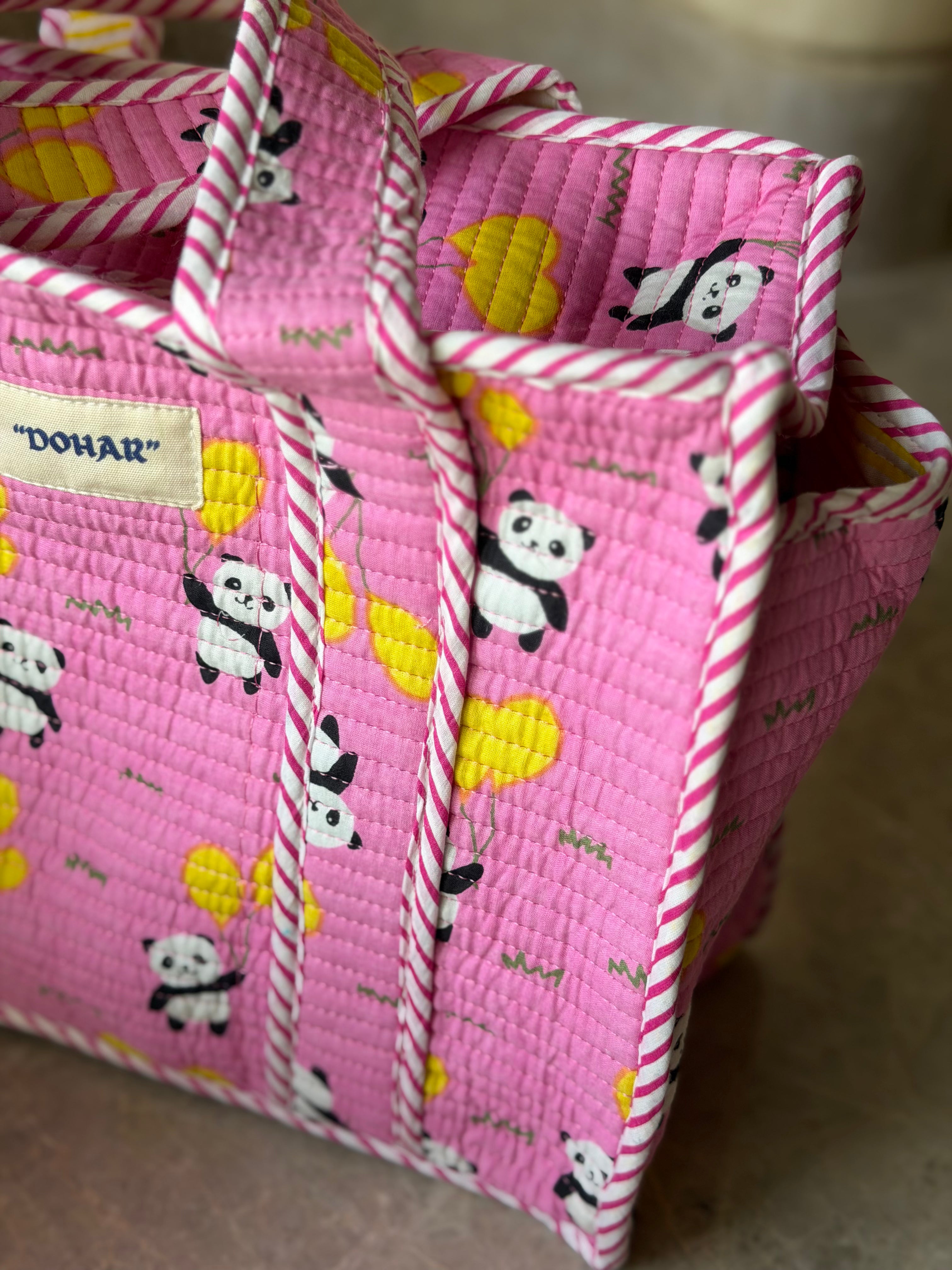 Pink Panda Tote Bag