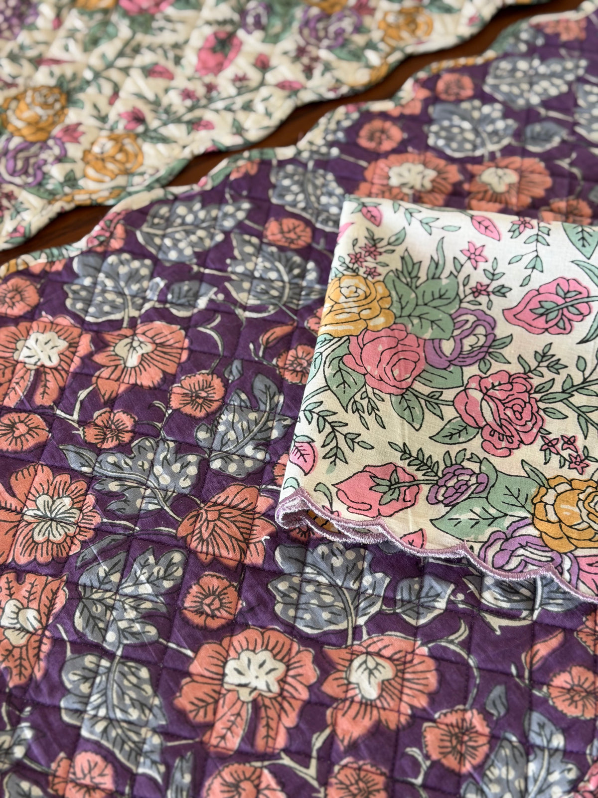 Royal Purple Floral  Reversible Tableware set