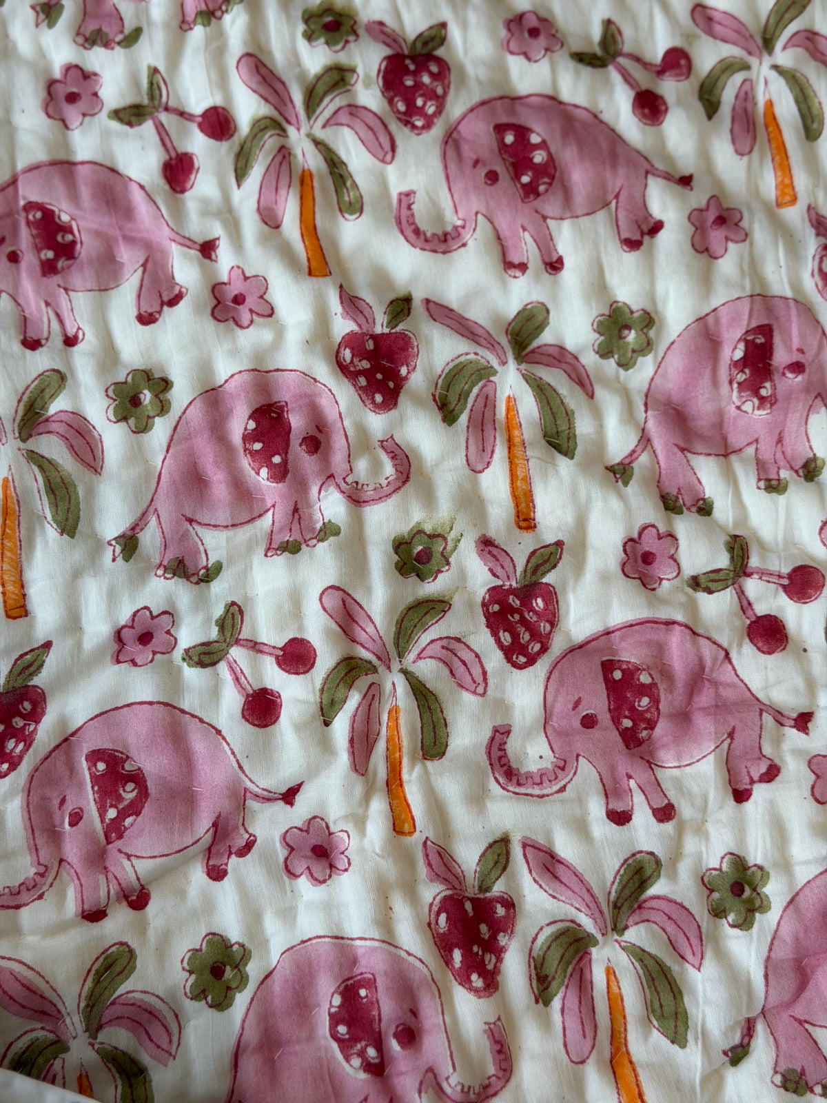 Pink Elephant Kids  Quilt