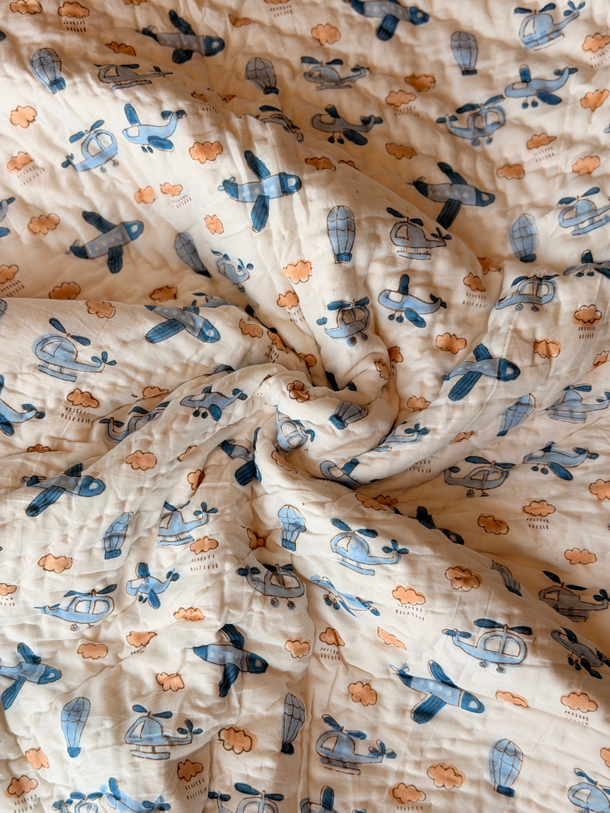 Blue Helicopter Kids  Quilt