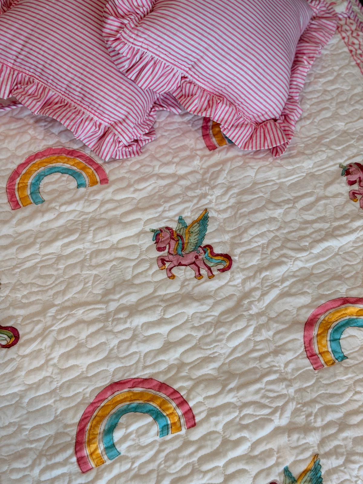 Unicorn & Rainbows Kids Reversible Bedcover