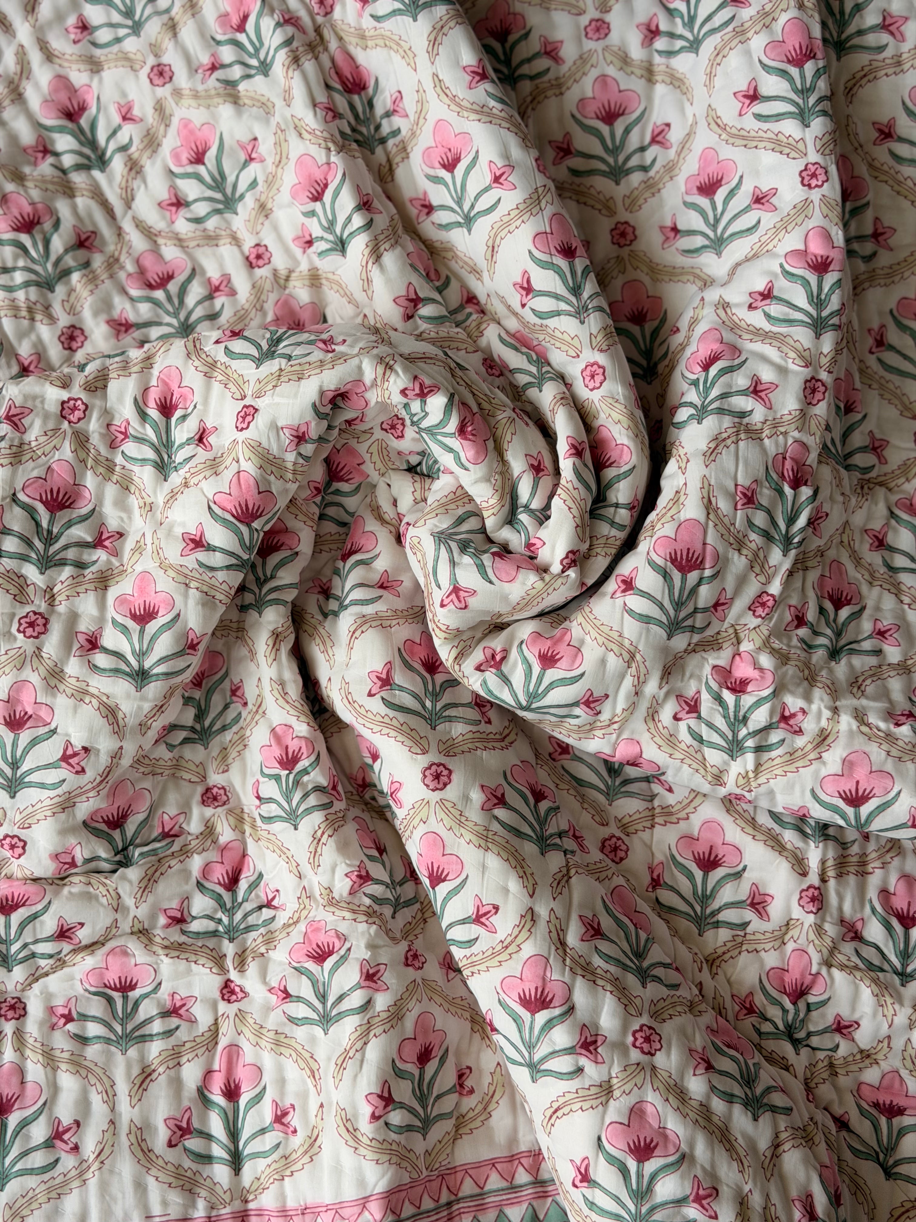 Pink Ajmal Double Bed Quilt