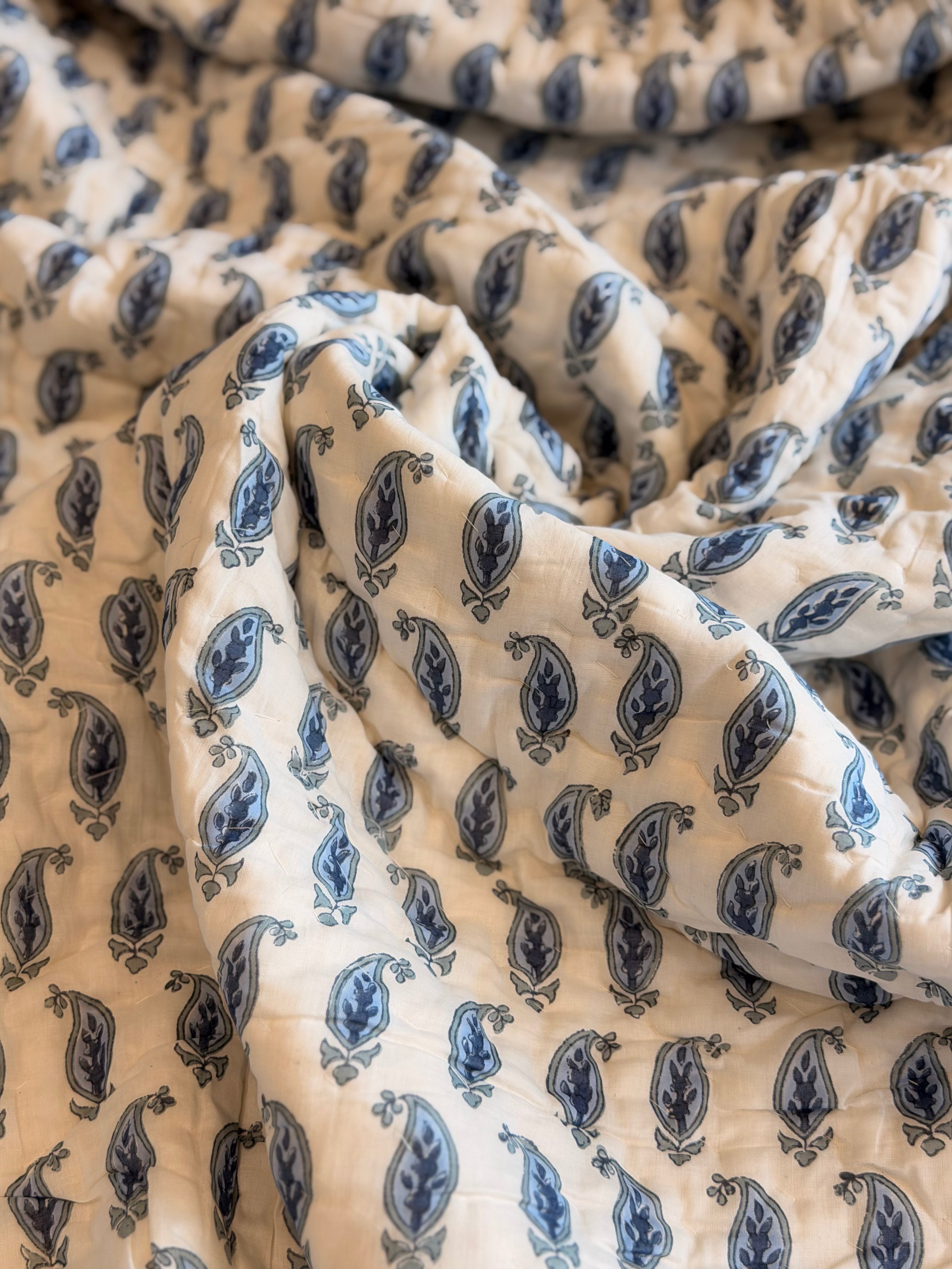 Blue Ajmal Double Bed Quilt