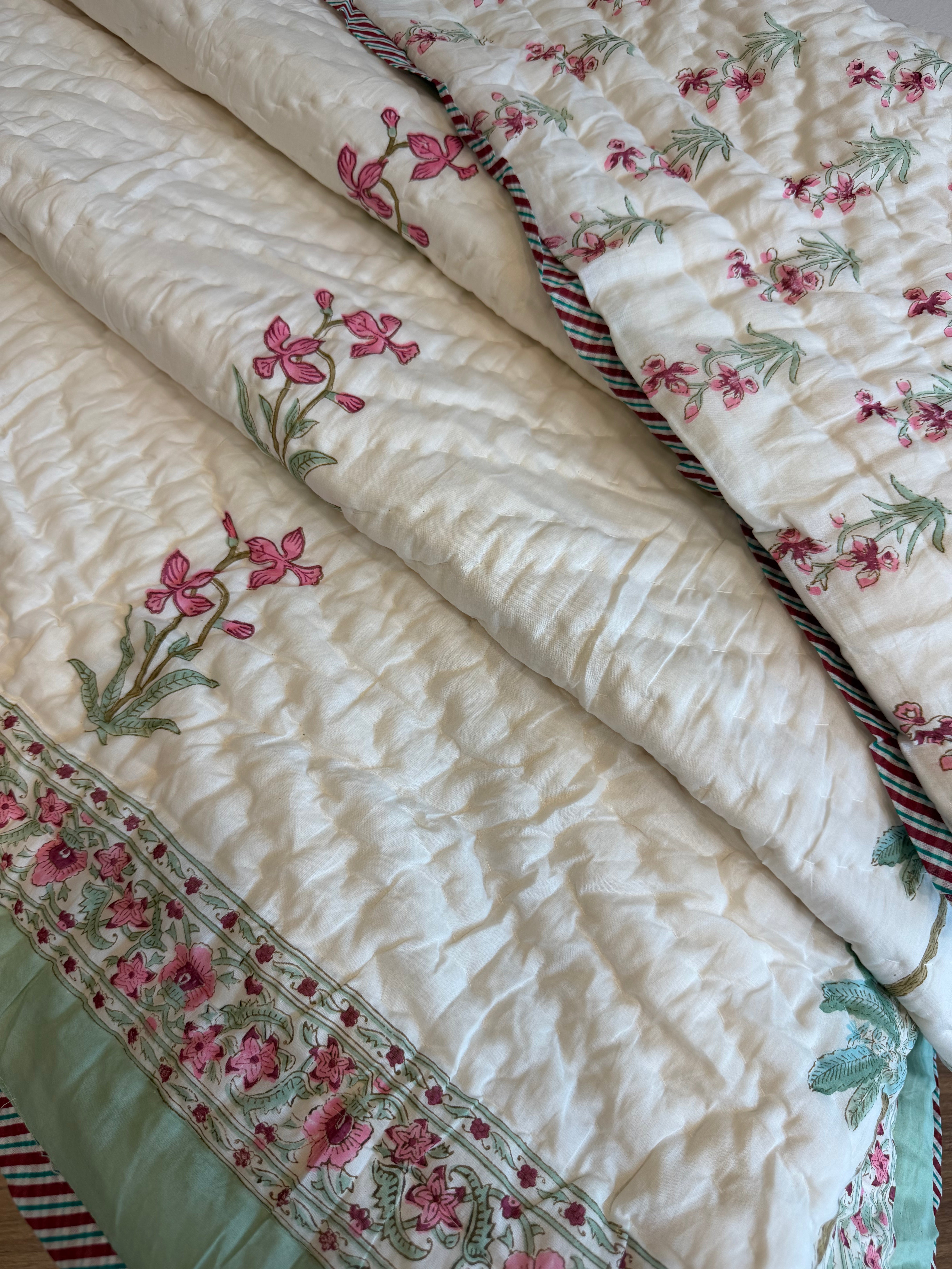Hara Butta Double Bed Quilt