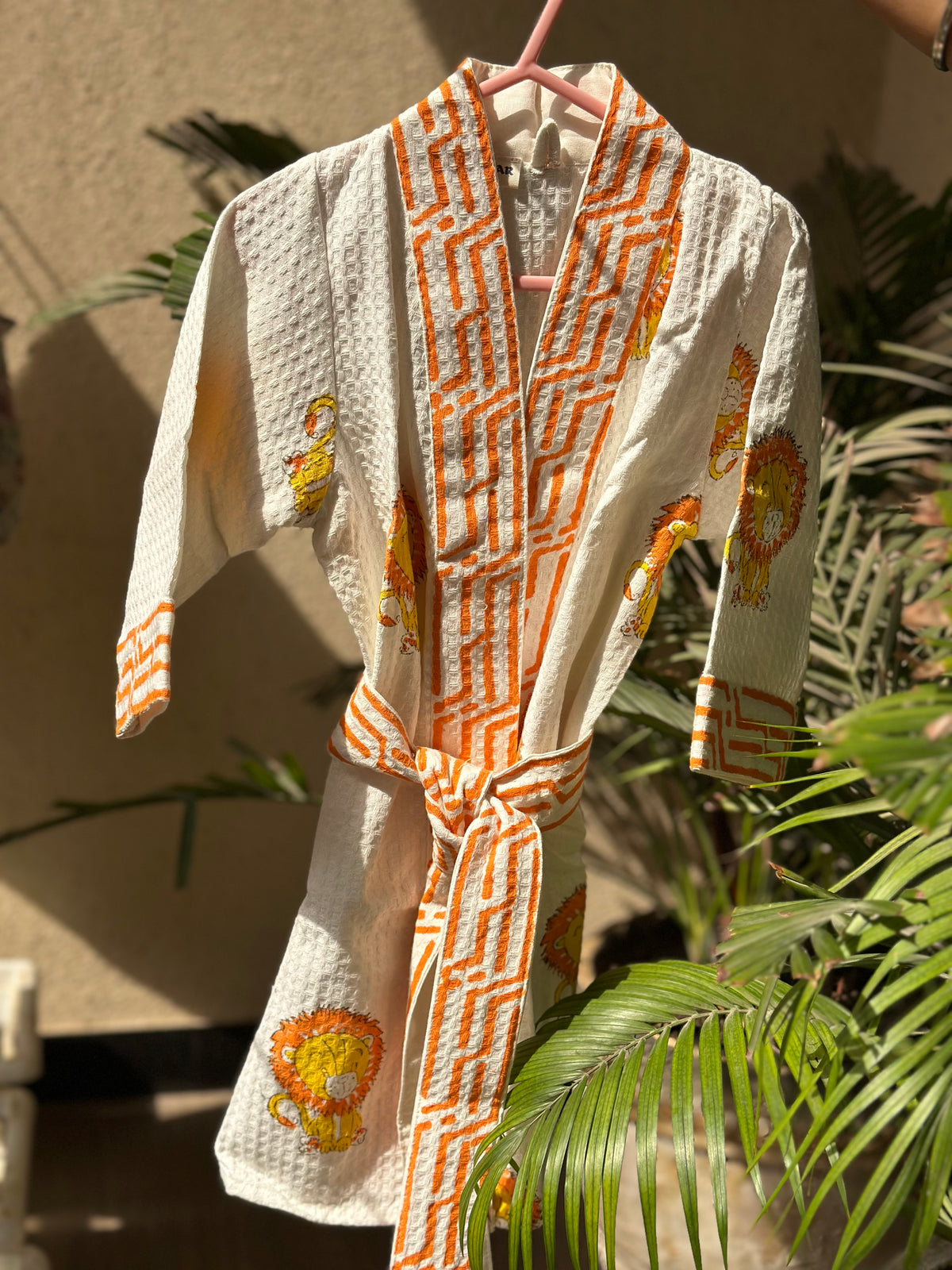 Orange Lion Roars Bathrobe - Kids