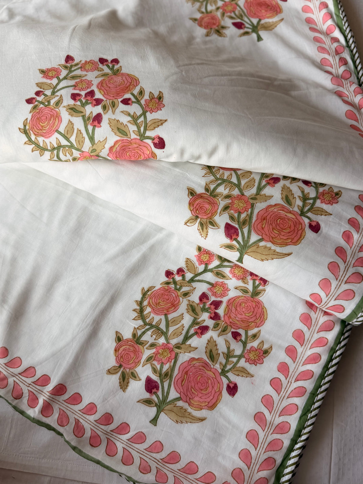 Orange Gulaab Butta Double Bed Dohar