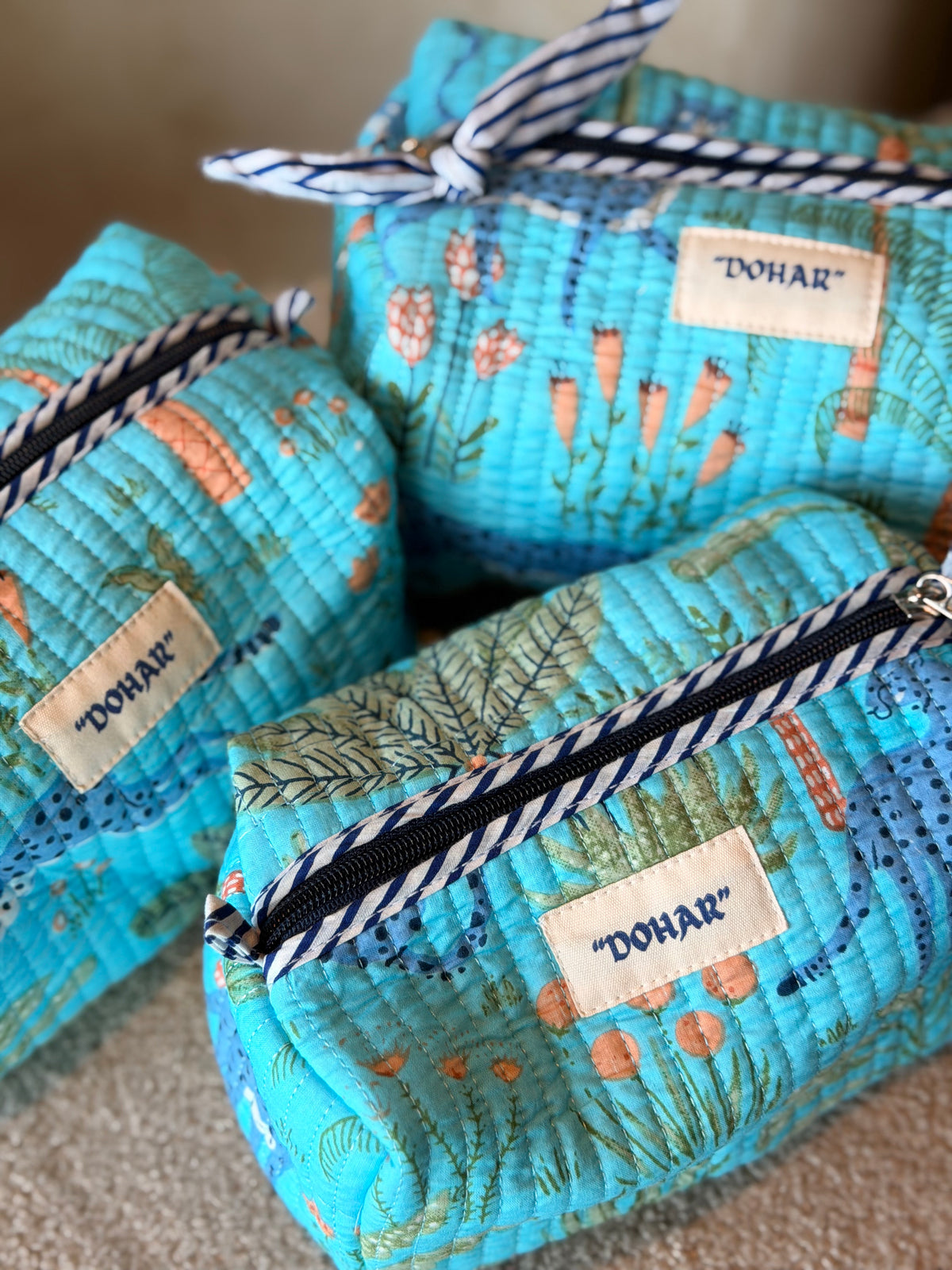 Blue Tropical Jungle Travel Kit - Set of 3