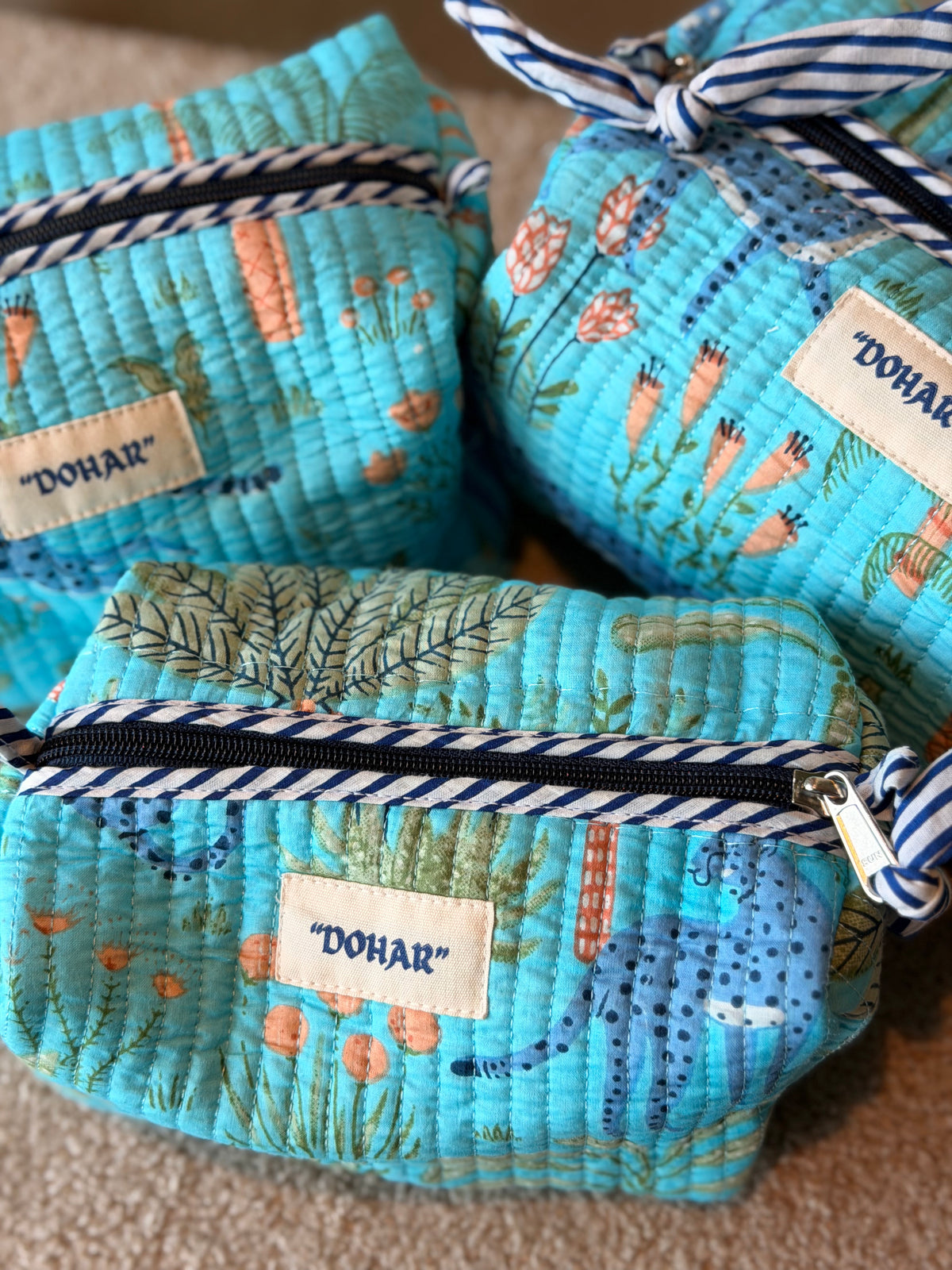 Blue Tropical Jungle Travel Kit - Set of 3