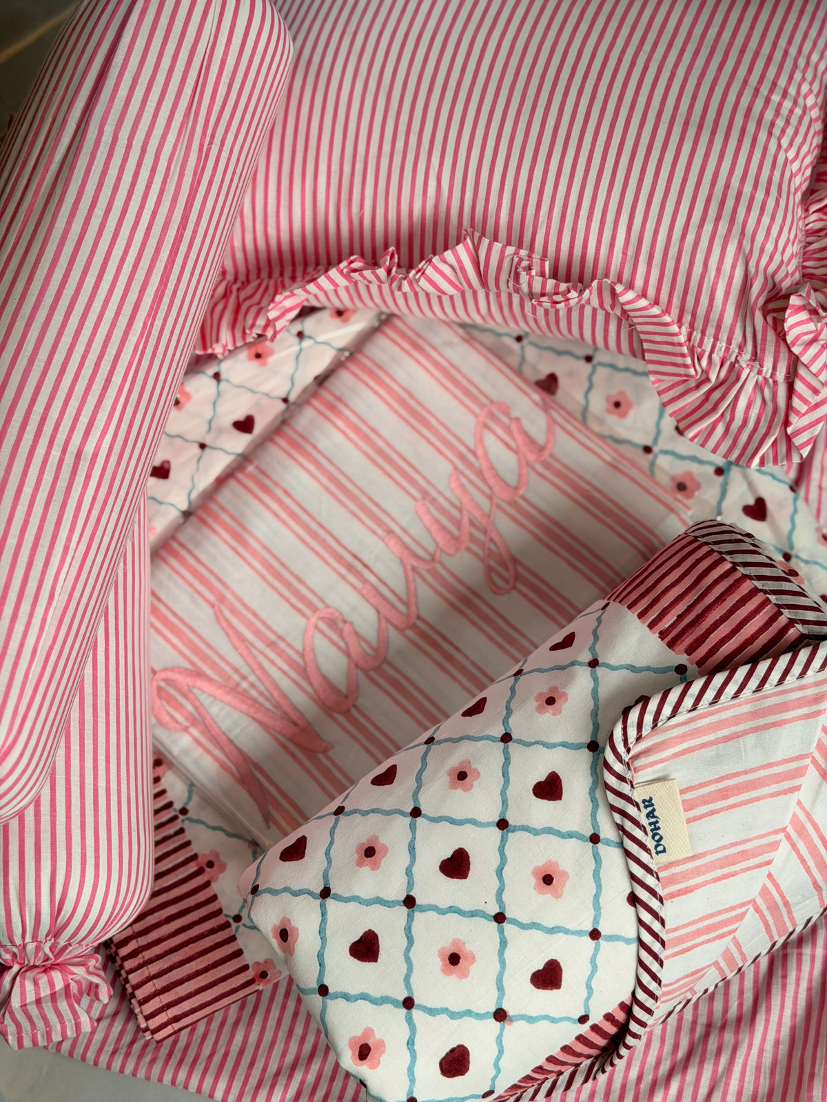 Bloom Kids Cot Set – Premium Cotton Bedding Set with Pre-Filled Bolsters & Pillow