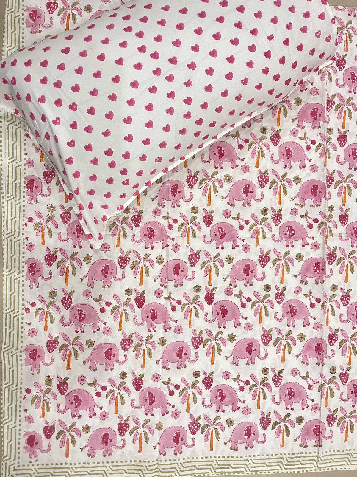 Pink Elephant Kids Bedsheet