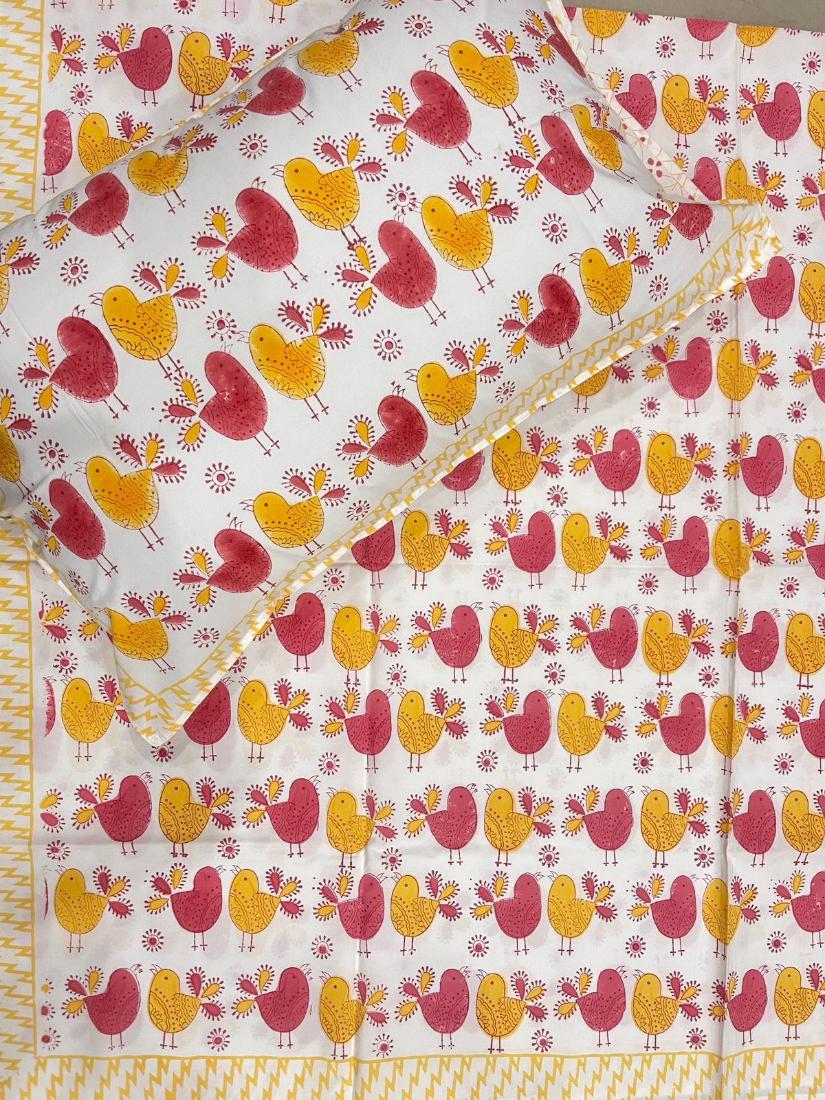Red Orange Bird Kids Bedsheet