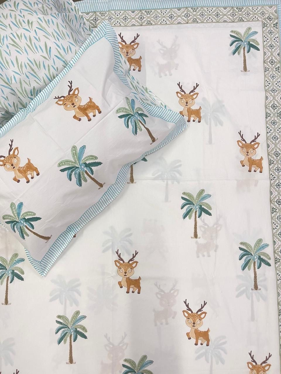Playful Reindeer Kids Bedsheet